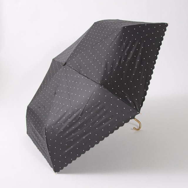 
                    【完全遮光 晴雨兼用】ドットフラワーポイント折りたたみ傘 （ブラック）