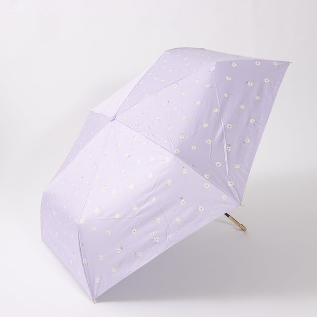 
                    【完全遮光 晴雨兼用】ゴールドラインマーガレット折りたたみ傘 （ラベンダー）