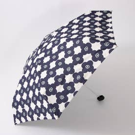 【晴雨兼用】camelliaフラワー柄mini折りたたみ傘 （ネイビー）
