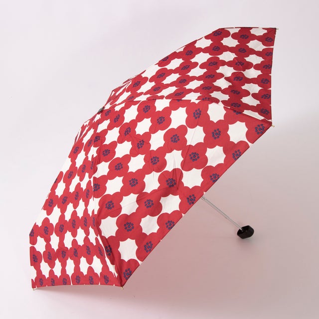 
                    【晴雨兼用】camelliaフラワー柄mini折りたたみ傘 （レッド）