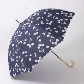【晴雨兼用】ガーリーチェリージャンプ長傘 （ネイビー）