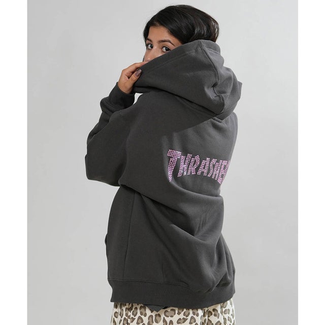 ジップアップ パーカー フーディー レディース バックプリント ロゴ （GRY）