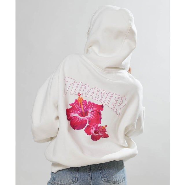 プルオーバー パーカー フーディー レディース バックプリント ロゴ （WHT）