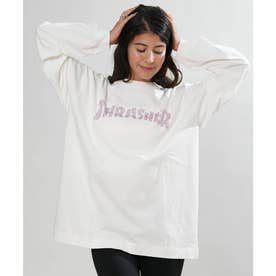 長袖 Tシャツ ロンT レディース ラインストーン ロゴ （WHT）