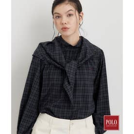 POLO BCS/チェックスカーフ付きブラウス （ネイビー(294)）