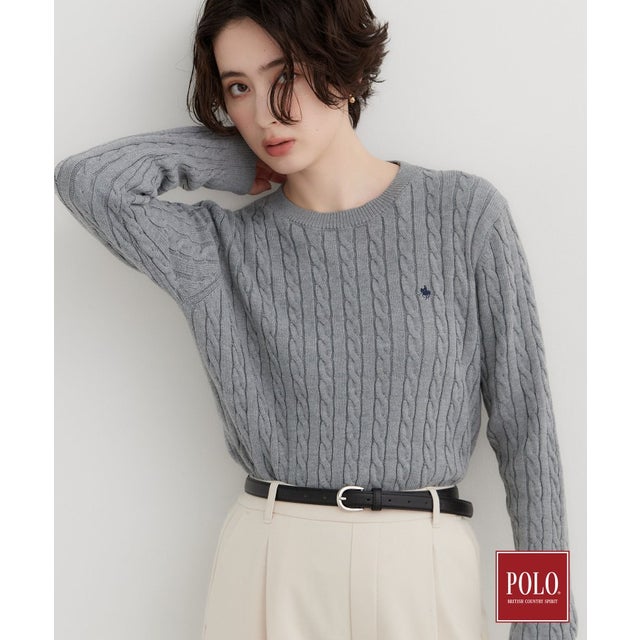POLO BCS/ケーブルニットプルオーバー （グレー(012)）
