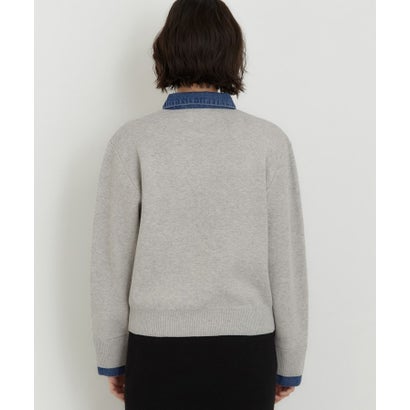 ザ ショップ ティーケー  (ウィメン) THE SHOP TK(Women) DENIM衿ワンポイント刺繍ニット （グレー(012)）｜詳細画像