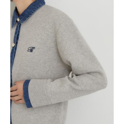 ザ ショップ ティーケー  (ウィメン) THE SHOP TK(Women) DENIM衿ワンポイント刺繍ニット （グレー(012)）｜詳細画像