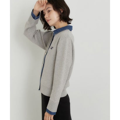 ザ ショップ ティーケー  (ウィメン) THE SHOP TK(Women) DENIM衿ワンポイント刺繍ニット （グレー(012)）｜詳細画像