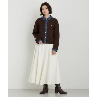ザ ショップ ティーケー  (ウィメン) THE SHOP TK(Women) DENIM衿ワンポイント刺繍ニット （グレー(012)）｜詳細画像