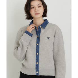 DENIM衿ワンポイント刺繍ニット （グレー(012)）
