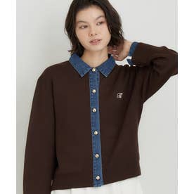 DENIM衿ワンポイント刺繍ニット （ブラウン(043)）