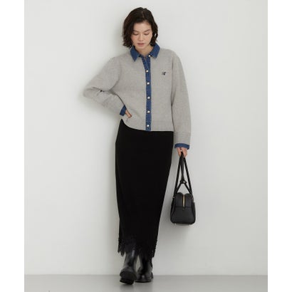 ザ ショップ ティーケー  (ウィメン) THE SHOP TK(Women) DENIM衿ワンポイント刺繍ニット （ネイビー(094)）｜詳細画像
