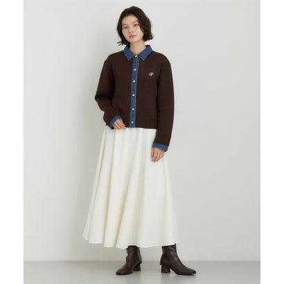 ザ ショップ ティーケー  (ウィメン) THE SHOP TK(Women) DENIM衿ワンポイント刺繍ニット （ネイビー(094)）｜詳細画像