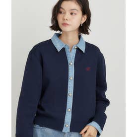 DENIM衿ワンポイント刺繍ニット （ネイビー(094)）