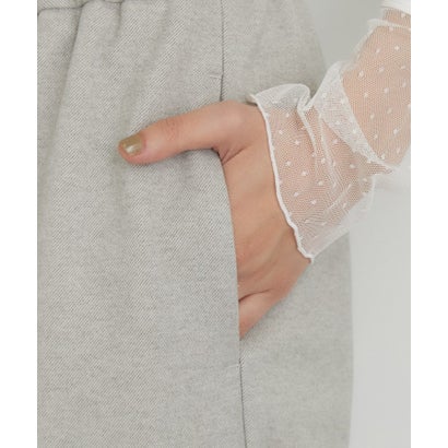 ザ ショップ ティーケー  (ウィメン) THE SHOP TK(Women) ツイル起毛ワイドイージーパンツ （チャコールグレー(014)）｜詳細画像