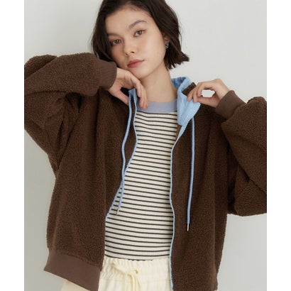 ザ ショップ ティーケー  (ウィメン) THE SHOP TK(Women) ボア配色ZIPブルゾン （ライトベージュ(051)）｜詳細画像