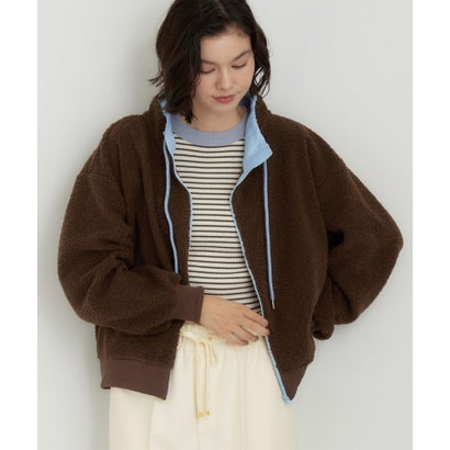 ザ ショップ ティーケー  (ウィメン) THE SHOP TK(Women) ボア配色ZIPブルゾン （ブラウン(043)）｜詳細画像