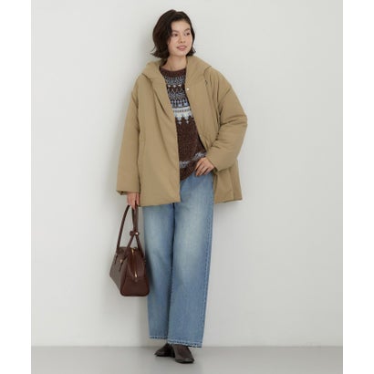 ザ ショップ ティーケー  (ウィメン) THE SHOP TK(Women) スパンタフタアシメ中綿ジャケット （ピンクベージュ(053)）｜詳細画像