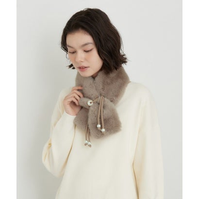 ザ ショップ ティーケー  (ウィメン) THE SHOP TK(Women) 差し込みパール調フェイクファーティペット （ベージュ(052)）｜詳細画像