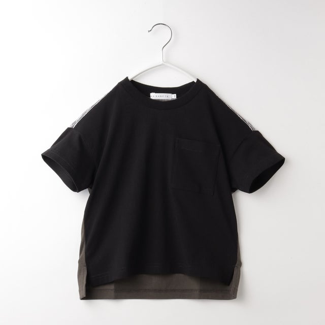 
                    【100-140】ストライプドッキングTシャツ （ブラック(019)）