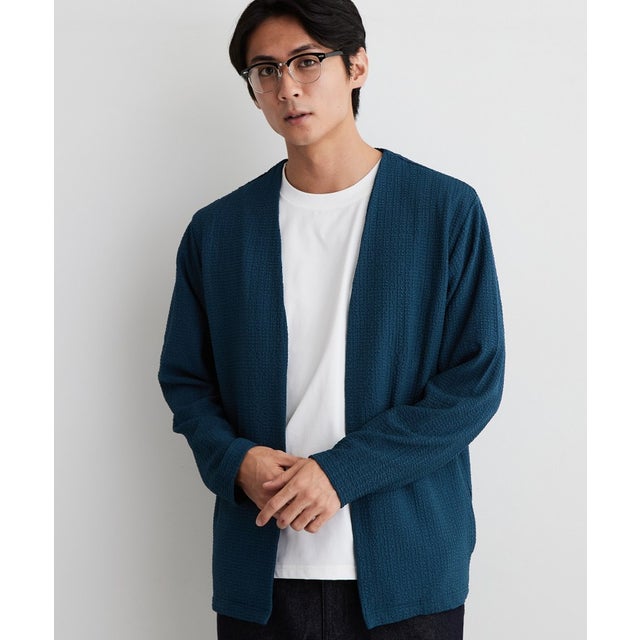 【半袖Tシャツ付き／洗濯機OK】アンサンブル 長袖カーディガン （グリーン(024)）