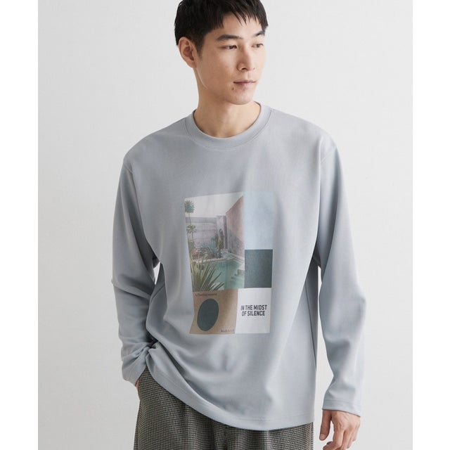 【洗濯機OK】ポンチ長袖フォト長袖Tシャツ （ライトグリーン(020)）
