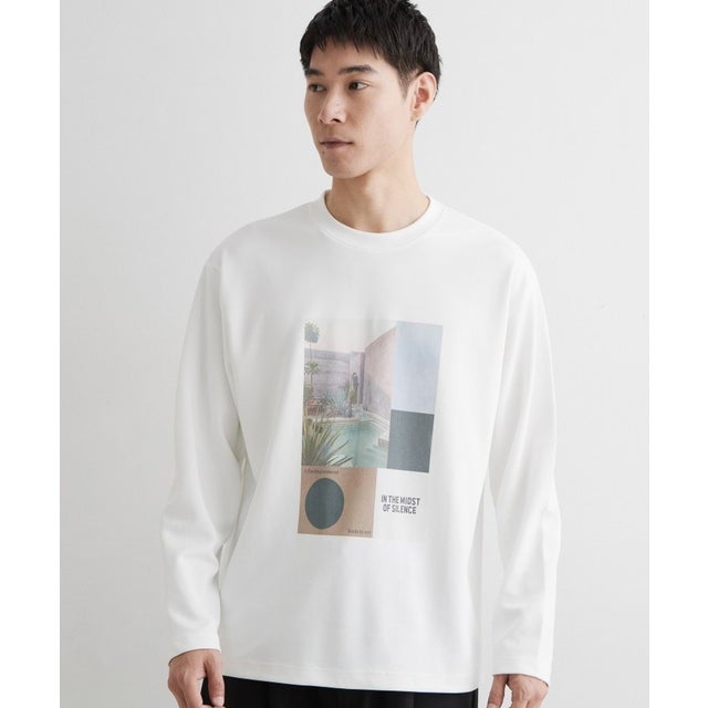 【洗濯機OK】ポンチ長袖フォト長袖Tシャツ （オフホワイト(003)）