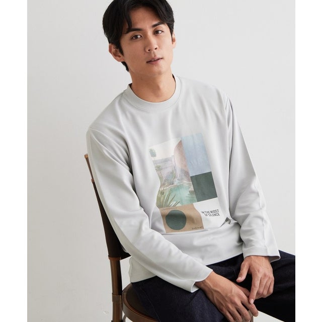 【洗濯機OK】ポンチ長袖フォト長袖Tシャツ （ライトグレー(011)）