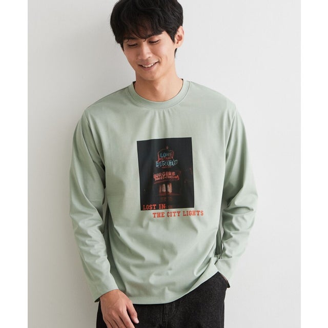 フォトシプリント 長袖Tシャツ （ミントグリーン(021)）