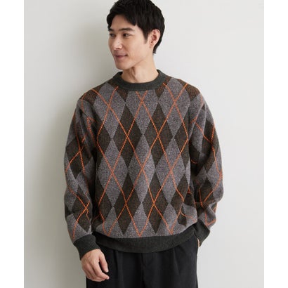ザ ショップ ティーケー(メンズ) THE SHOP TK(Men) 【洗濯機OK】アーガイル柄クルーネックニット （グレー(212)）｜詳細画像
