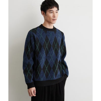 ザ ショップ ティーケー(メンズ) THE SHOP TK(Men) 【洗濯機OK】アーガイル柄クルーネックニット （グレー(212)）｜詳細画像