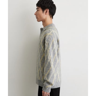 ザ ショップ ティーケー(メンズ) THE SHOP TK(Men) 【洗濯機OK】スキッパーニットポロシャツ （グレー(612)）｜詳細画像