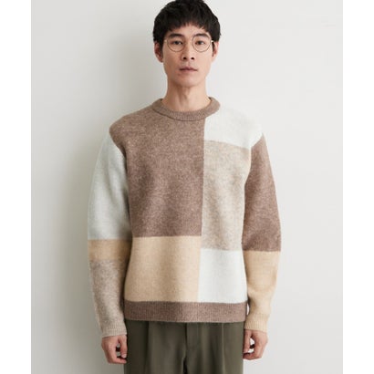 ザ ショップ ティーケー(メンズ) THE SHOP TK(Men) ブロッキングニット （モカブラウン(242)）｜詳細画像