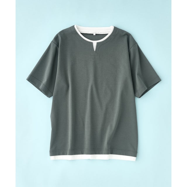 
                    【ブランド定番／1枚でコーデが決まる！】ポンチキーネック半袖Tシャツ （グリーン(022)）