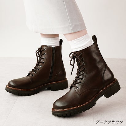 ブーツ レディース 本革 ショート 靴 ショートブーツ シューズ 秋冬ブーツ レースアップ 太ヒール レザー 厚底 防寒 撥水 黒 ブラック ダークブラウン かっこいい 履きやすい 柔らかい （ブラック）｜詳細画像