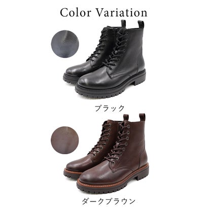ブーツ レディース 本革 ショート 靴 ショートブーツ シューズ 秋冬ブーツ レースアップ 太ヒール レザー 厚底 防寒 撥水 黒 ブラック ダークブラウン かっこいい 履きやすい 柔らかい （ブラック）｜詳細画像