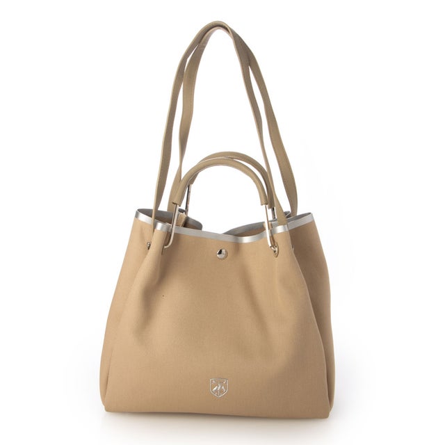 STUART Metal handle 2way Tote Bag （BEIGE/SILVER）