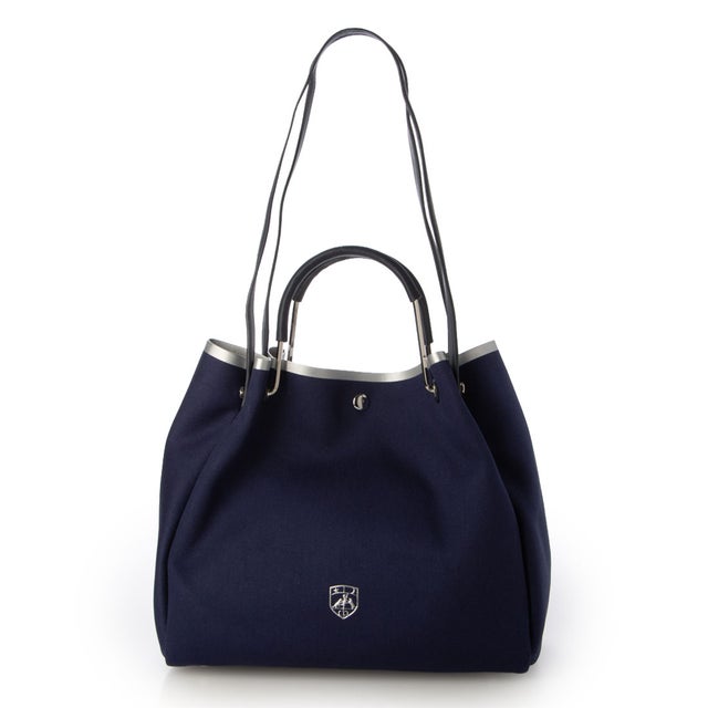 STUART Metal handle 2way Tote Bag （NAVY/SILVER）