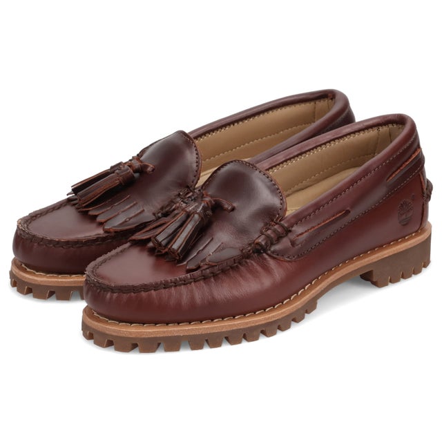 オーセンティック ローファー デッキシューズ レディース 幅広 本革 レザー WM PREMIUM TASSEL LOAFER ワインレッド A2Q21 （MMM）