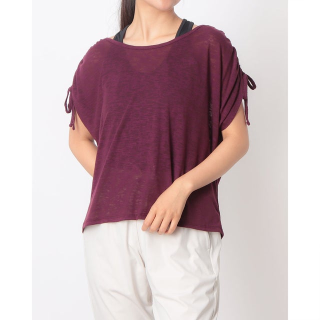 レディース フィットネス 半袖Tシャツ タンクトップセットTシャツ TR-3F2765TS （WN/BK）