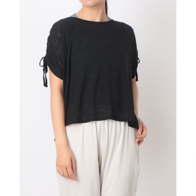 レディース フィットネス 半袖Tシャツ タンクトップセットTシャツ TR-3F2765TS （BK/DGR）
