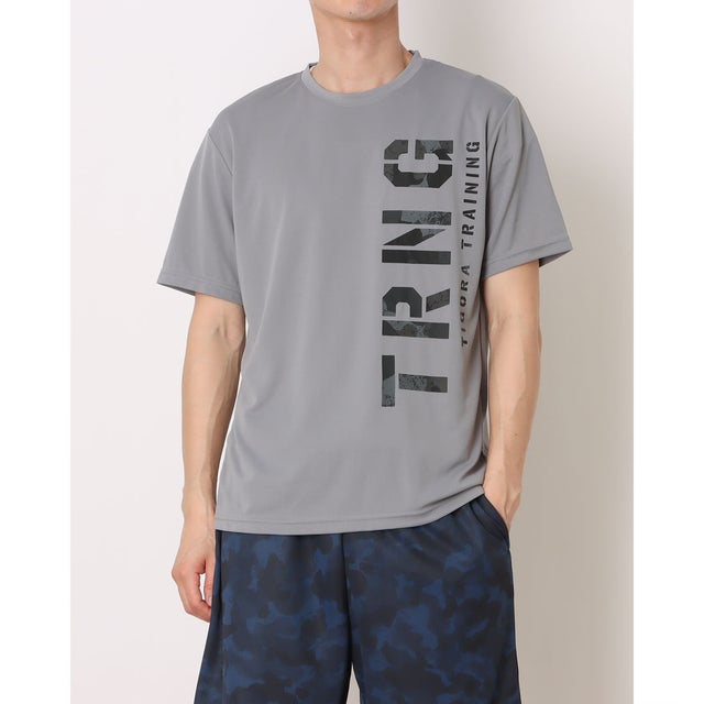 メンズ ジャージハーフパンツ ドライメッシュTシャツ カモロゴ柄 TR-9A1176TS （グレー）