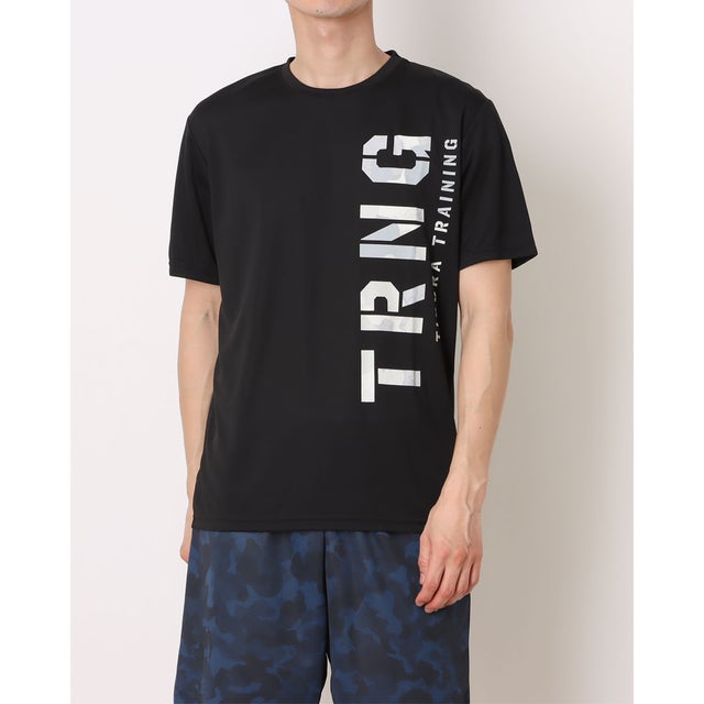 メンズ ジャージハーフパンツ ドライメッシュTシャツ カモロゴ柄 TR-9A1176TS （ブラック）