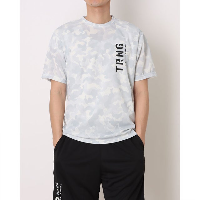 メンズ 半袖機能Tシャツ ドライメッシュTシャツ カモ総柄 TR-9A1116TS （ライトグレー）