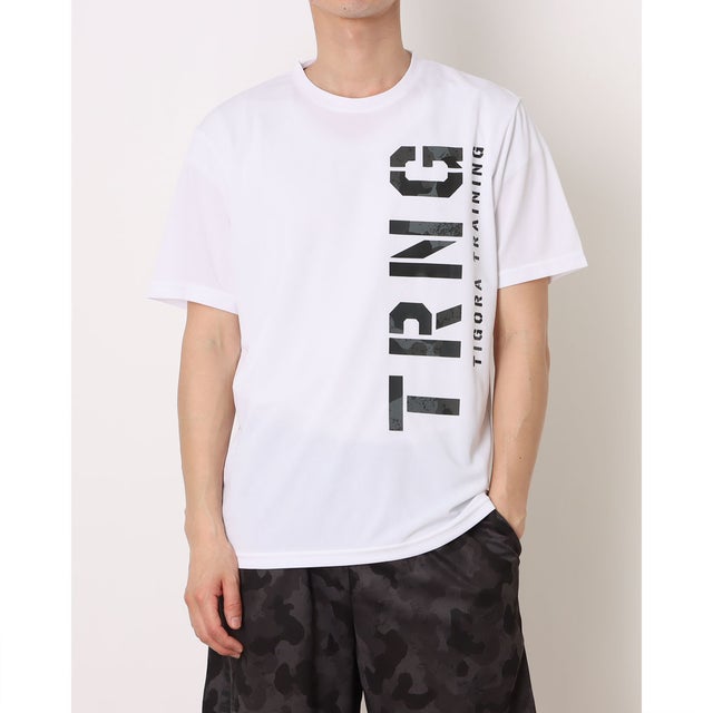 メンズ ジャージハーフパンツ ドライメッシュTシャツ カモロゴ柄 TR-9A1176TS （ホワイト）