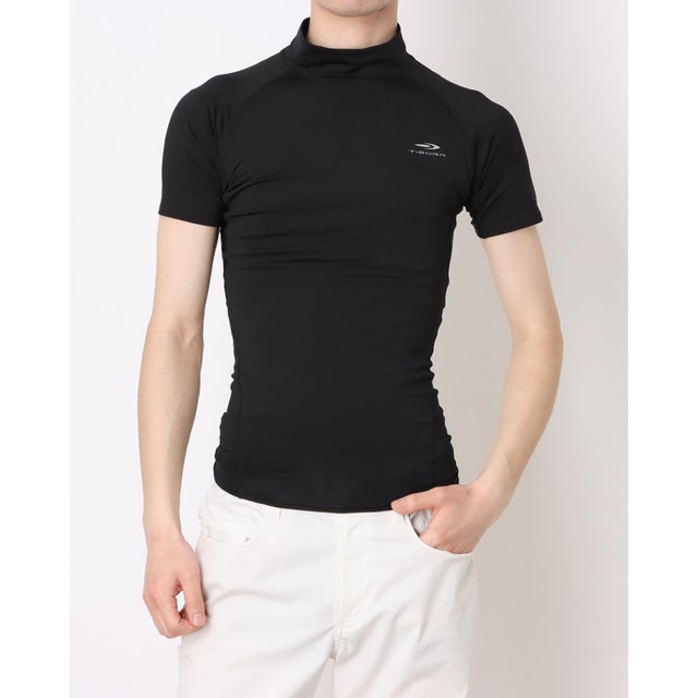 メンズ フィットネス 半袖コンプレッションインナー TRコンプレッション_ベーシック ベーシックコンプレッション半袖モックネック TR-3A1143UT （ブラック）