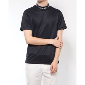 メンズ ゴルフ 半袖シャツ モックネック襟ロゴデザインシャツ TR-1H1182H （ブラック）