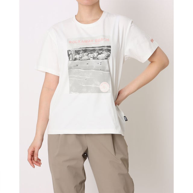 レディース 半袖Tシャツ UVカットドライグラフィックTシャツ ポスター TRNYC-9C22036TS （ホワイト）