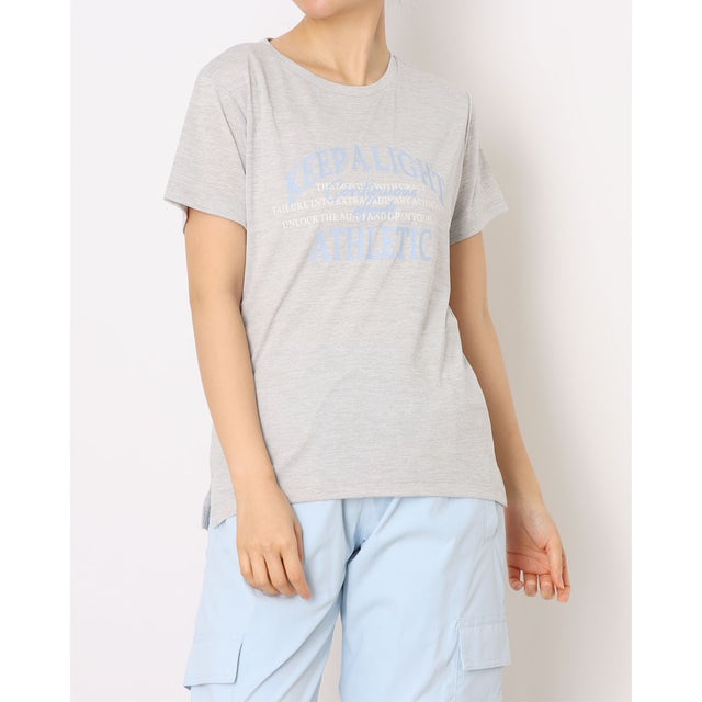 レディース 半袖機能Tシャツ iCOOL 遮熱UV グラフィックTシャツ TR-9A2046TS （ライトグレー）